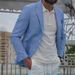 Men's Suit Loose Yarn Dyed Striped Thin Casual Suit Jacket_viptrois.com