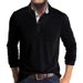 Men's Classic Long Sleeve Polo Shirt - Comfortable & Stylish Casual Tops For Fall & Winter (White, Gray, Black, Navy, Khaki, Dark Green, Rose Red)_viptrois.com