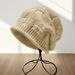 Women's Hats Autumn And Winter Wool Hat With Curled Brim Knitted Cap And Cold Hat For Women, Single Layer Thin Pile Hat To Make Your Face Look Smaller_viptrois.com
