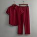 Men's Bamboo Wrinkle Textured Short Sleeve Shirt And Pants Set - Soft Breathable Casual Loungewear For Summer_viptrois.com