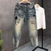 Men's Clothing Street Washed Distressed Fashion Jeans Straight Loose High Street Vibe Style Long Pants_viptrois.com