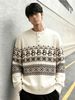 Pure Christmas Penguin Fair Isle Henry Collar Sweater Men's Autumn And Winter American Retro Jacquard Pullover Knitted Top_viptrois.com