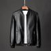 New Men's PU Leather Jacket Slim Fit Fashionable Stand Collar Zipper Casual Outerwear For Autumn (Black, Blue, Yellow) S-8XL_viptrois.com