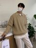 Zippered Men's Lapel Korean Version Casual Long Sleeved Solid Color Knitted Sweater Top Coat Trendy_viptrois.com