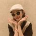 Beige Cotton Linen Forward Artistic Beret For Women Summer Autumn Thin Duckbill Cap Reversible Detective Hat Trendy_viptrois.com