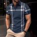 Business Men's Polo Shirt Casual Summer Short Sleeves Tops Plaid Pattern Print Button T Shirt Loose Clothes Fashion Golf Shirts_viptrois.com