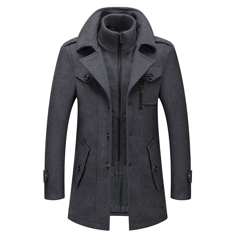 CT Autumn Winter Business Fashion Double Collar Cold-Resistant Woolen Men's Jacket Wool Coat Men_viptrois.com