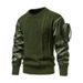 Loom Loom European And American Men's Brand Round Neck Patchwork Sleeve Three-Dimensional Pocket Personality Design Sweater Solid_viptrois.com