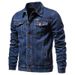 Men's Casual Denim Jacket - Japanese Style Workwear For All Seasons (Black, Light Blue, Dark Blue, Dark Grey)_viptrois.com