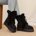 Women's Winter Snow Boots With Thick Sole - High Top Lace-Up Faux Fur Lined Warm Comfortable Shoes For Cold Weather_viptrois.com