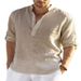 Men's Linen Long Sleeve T-Shirt Loose Fit Solid Color Cotton And Linen Sweatshirt European American Style plus Size Top_viptrois.com
