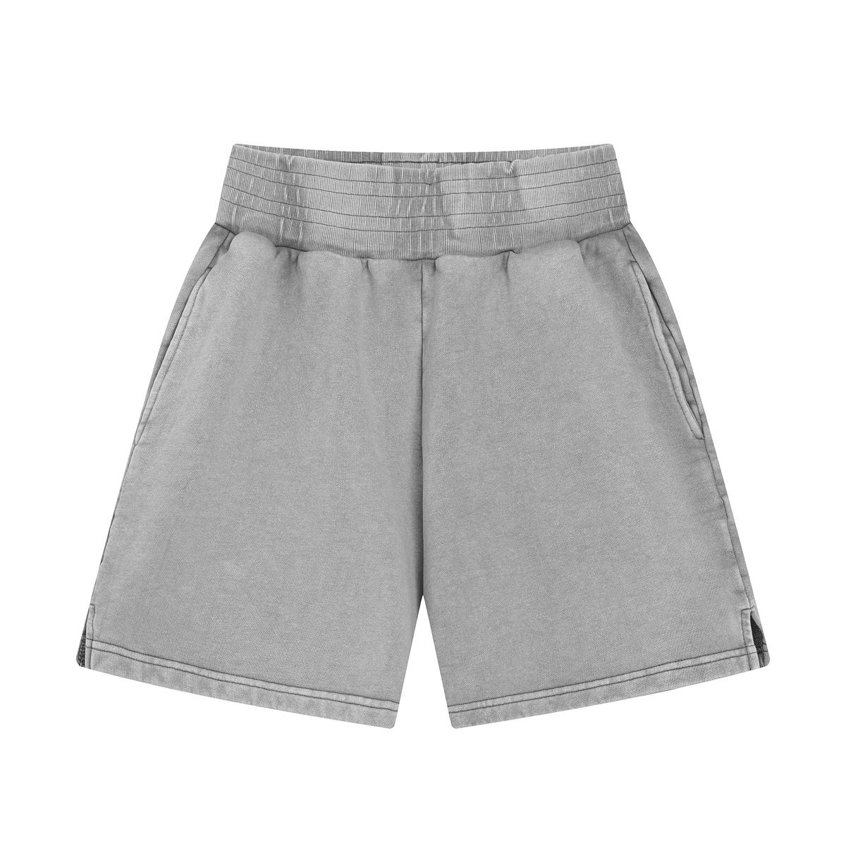Men's Clothing 430GSM Salt-Washed Boxing Shorts – Heavyweight Cotton, Split Hem, Elastic Waist, Streetwear Casual (S-XXL, Breathable, No Stretch)_viptrois.com