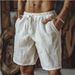 Men's Clothing Cotton And Linen Shorts With Elastic Waist Beach Shorts Casual Sports Men_viptrois.com