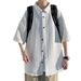 Summer Waffle Work Shirt Men's Short Sleeved Loose Fashion Brand Trendy High End Cool Shirt Half Sleeved Jacket Men_viptrois.com