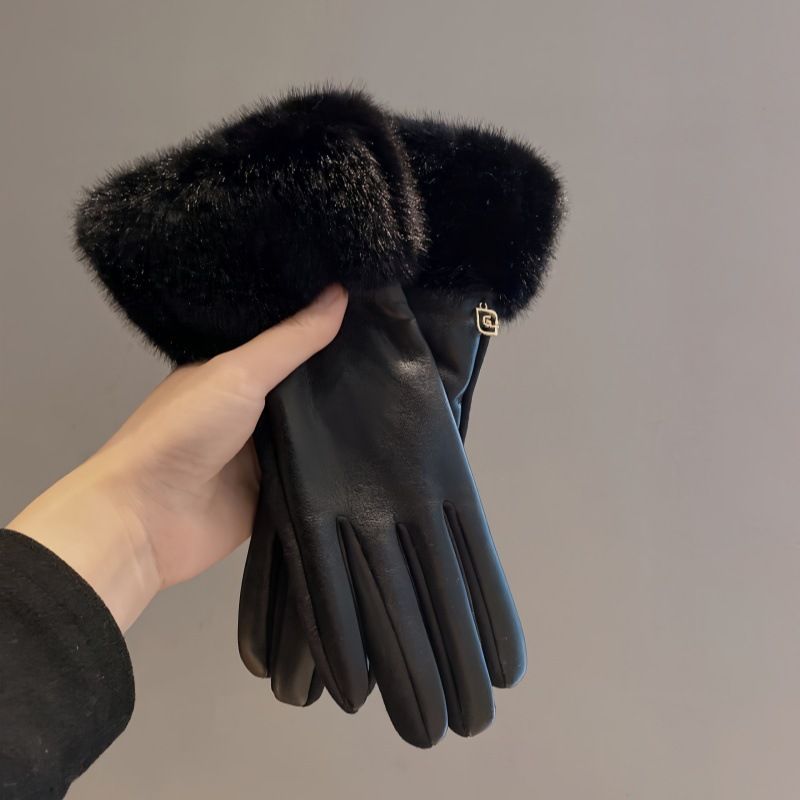 Leather Gloves Women In Winter 2025, Versatile High-end, With Thickened Velvet Warmth Cold Resistance, Suitable For_viptrois.com