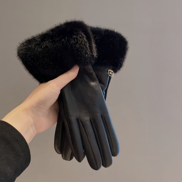 Leather Gloves Women In Winter 2025, Versatile High-end, With Thickened Velvet Warmth Cold Resistance, Suitable For_viptrois.com