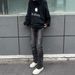 Men's Clothing High Street Vibe Style Black And Gray Retro Washed Cat Whisker Flared Jeans Men's Loose Straight Slim Pants_viptrois.com