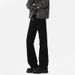 Cleanfit Spring And Autumn Stretch Black Curved Hem Flared Jeans For Men, Vibe American Style Slim Straight Pants_viptrois.com
