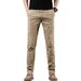 Men's Stretch Straight Leg Casual Pants - Breathable Cotton Comfort Fit For Business & Leisure - Solid Colors (Black, Khaki, Gray, Purple)_viptrois.com