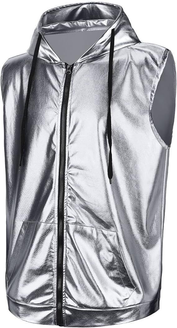 Pulse Cross-Border European And American New Hot-Selling Performance Jacket Shiny Sports Casual Men's Hooded Vest_viptrois.com