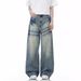 Men's Clothing Light Blue Flared Jeans For Men Autumn Trendy Brand Loose Washed Pants High Street Straight Scimitar Pants_viptrois.com