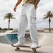 Men's Workwear Cargo Pants – Multi-Pocket Straight-Leg Drawstring Trousers (S-XXXL, Stretch Polyester, Wrinkle-Free)_viptrois.com