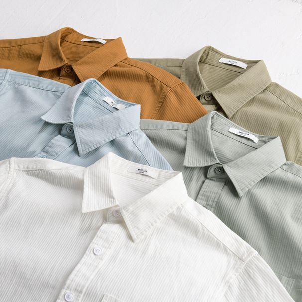 Summer Men's Simple And Versatile Short Sleeved Shirt Made Of Pure Cotton, Comfortable And Breathable Casual Shirt_viptrois.com