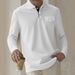 "Men's Plaid Long Sleeve Polo Shirt - Breathable Button-Down Pocket Design For Casual & Business Wear - White/Black/Grey/Orange/Navy"_viptrois.com