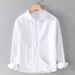 2026 Casual Long Sleeve For Men Spring Summer New Japanese Style Men's Trendy White Shirt Cotton Linen Jacket_viptrois.com