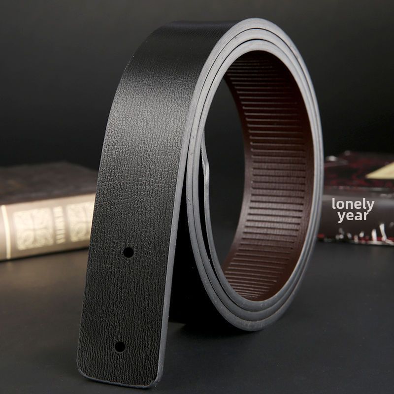 New toothless automatic buckle men's belt hole distance 5CM no card slot No buckle factory wholesale one-piece delivery_viptrois.com