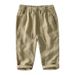 Men's Clothing Retro Elastic Waist Ramie Straight Cotton And Linen Casual Pants Versatile Loose Cropped Pants For Men_viptrois.com