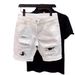 Men's Clothing Denim Shorts Men Ins Trend Summer New Style Scratched Casual Non Elastic Shorts_viptrois.com