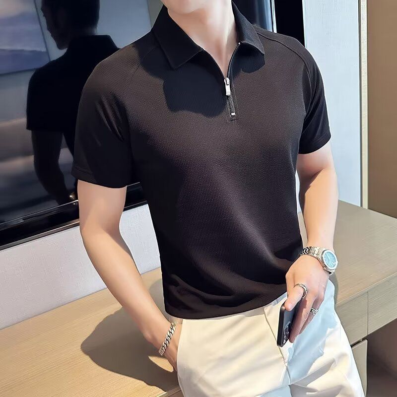 Men's Clothing Lapel Short Sleeved Men's Casual Short Sleeve Shirt Slim Fit Summer T-Shirt Breathable Linen Blend Comfortable Striped Design_viptrois.com
