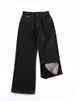 Men's Clothing & Archer0603 & Fleece Lined Thick Retro Raw Denim Black Jeans Wide Straight Leg Pants Loose, Versatile, Colorfast_viptrois.com
