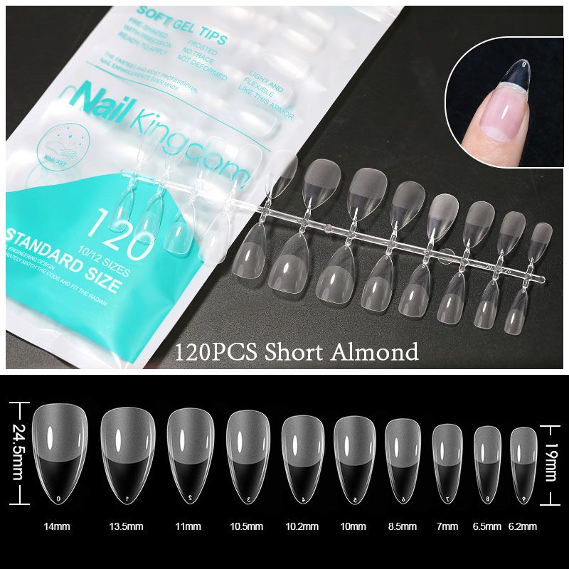 120pcs False Nails Acrylic Press on Nails Coffin Artificial Nails Clear/Semi-matte Tips for Extension Manicure Tool_viptrois.com