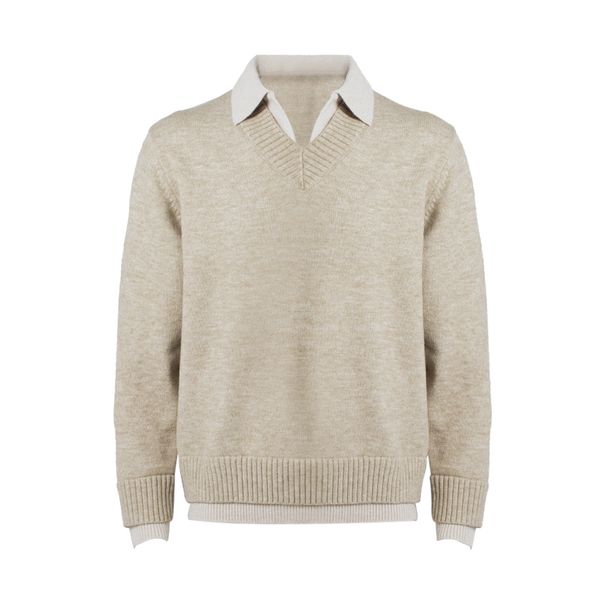 Premium Cashmere-Like Polo Sweater – Stay The Night Mock Two-Piece V-Neck Knit, Old Money Aesthetic, Soft & Breathable For Men & Women_viptrois.com