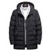 Men's Long Down Coat With Hood – Premium White Goose Feather Winter Jacket, Waterproof & Windproof (EU XXS-XXXL, Black/Navy/Army Green)_viptrois.com