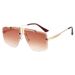 frameless men, Korean version, large frame polygonal sunglasses for women, trendy round face, slimming appearance_viptrois.com