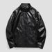Men's Jacket PU Leather Jacket Trendy Standing Collar Biker Suit Workwear_viptrois.com