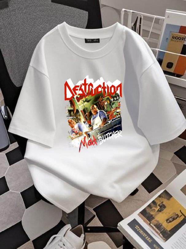 DESTRUCTION Mad Butcher Men's T Shirt Designer Clothes Stretched Comfortable Versatile Stylish Top For Everyday Wear Breathable Casual Summer_viptrois.com