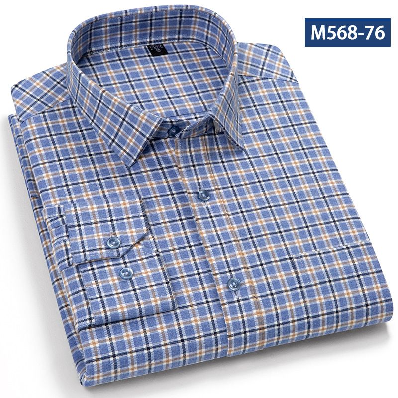 Men's 100% Cotton Flannel Plaid Shirt, Long Sleeve Casual Button Down Shirt For Autumn, Wrinkle-Resistant & Versatile Top For Everyday Wear_viptrois.com