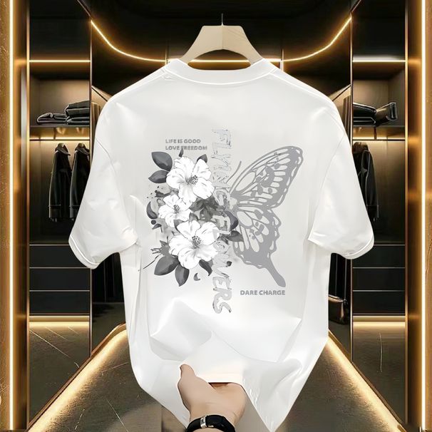 Trendy Brand Printed Short Summer 2024 New Half Sleeved Trendy Versatile Top For Men's Round Neck T-shirt_viptrois.com