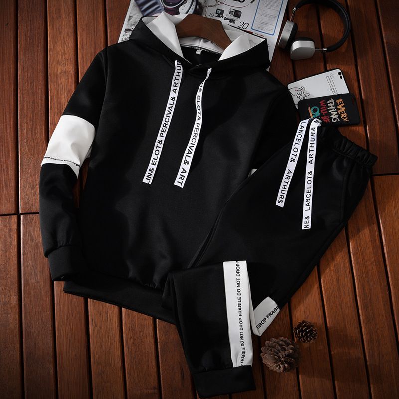 Men's Clothing New Spring And Autumn Casual Suit Men's Hooded Pullover Sweatshirt Student Class Uniform Complete Set Of Sweatpants_viptrois.com
