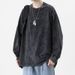 American Retro Pure Cotton Washed Long Sleeve T-Shirt For Men High Street Loose Couple Round Neck Pullover Tee Top_viptrois.com
