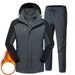 Men's outdoor hardshell men's 3-in-1 detachable autumn and winter windbreaker suit plus pile hiking suit_viptrois.com