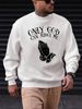 Men's Loose, Casual, Fashionable Prayer Gesture Printed Round Neck Long Sleeved Sweatshirt For Autumn And Winter_viptrois.com