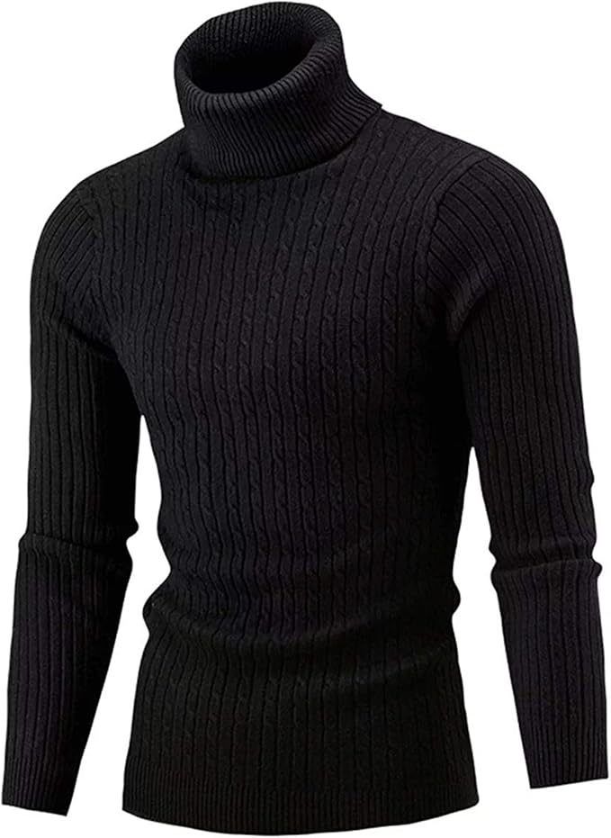 Men's Spring And Autumn New Casual Slim High Collar Pullover Sweater Top Twist Pattern_viptrois.com