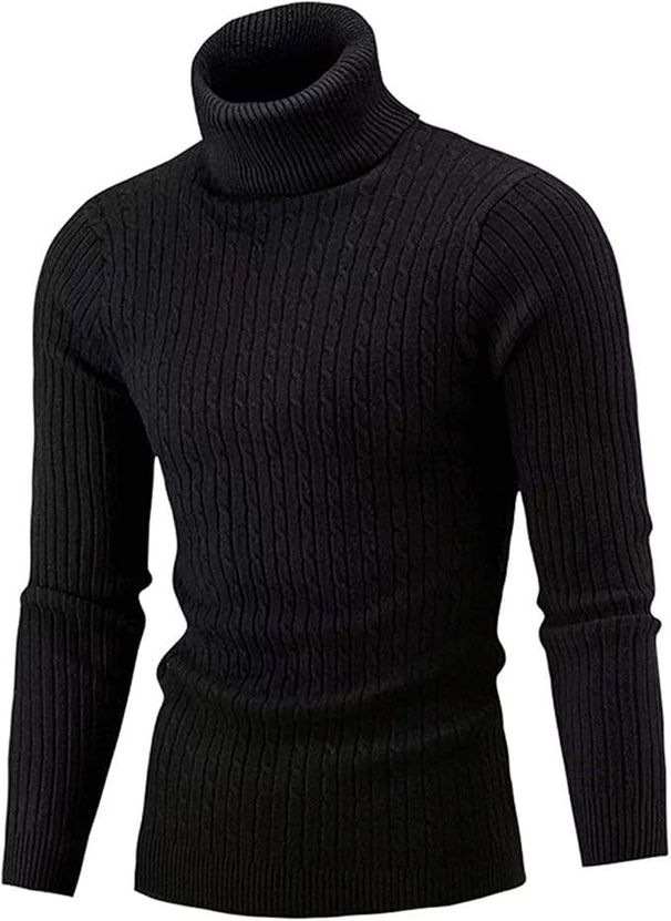 Men's Spring And Autumn New Casual Slim High Collar Pullover Sweater Top Twist Pattern_viptrois.com