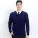 Loom Cross-Border Same Style European And American Business Youth Men's V-Neck Solid Color Knitted Wool Fashion Slim Fit Base_viptrois.com