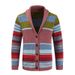 Loom 2024 Foreign Trade New European And American Men's Sweater Jacket Autumn Winter Turn-Down Collar Color Block_viptrois.com